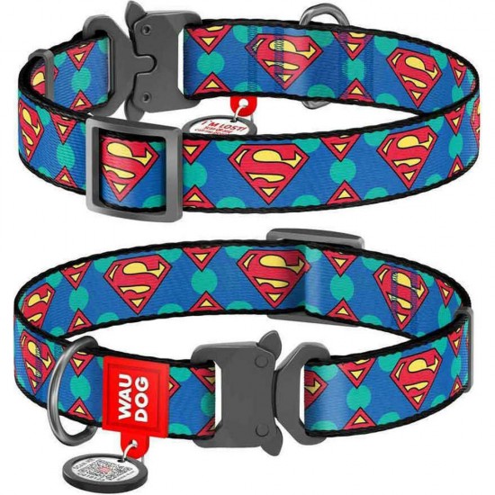 WauDog Superman Logo Περιλαίμιο Σκύλου με Smart ID S/M/L/XL